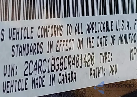 2012 Chrysler Town & Country Touring из США, поврежденный, VIN 2C4RC1BG8CR401420